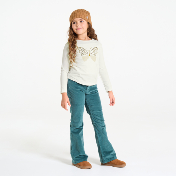 تيشيرت مزين بفراشة مطرزة بالترتر باللون الأبيض للفتيات